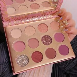 12-color Eye Shadow Palette In Rose Tone, With Shimmer And Highlighter, Make-up